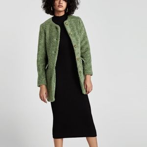 green teddy coat zara